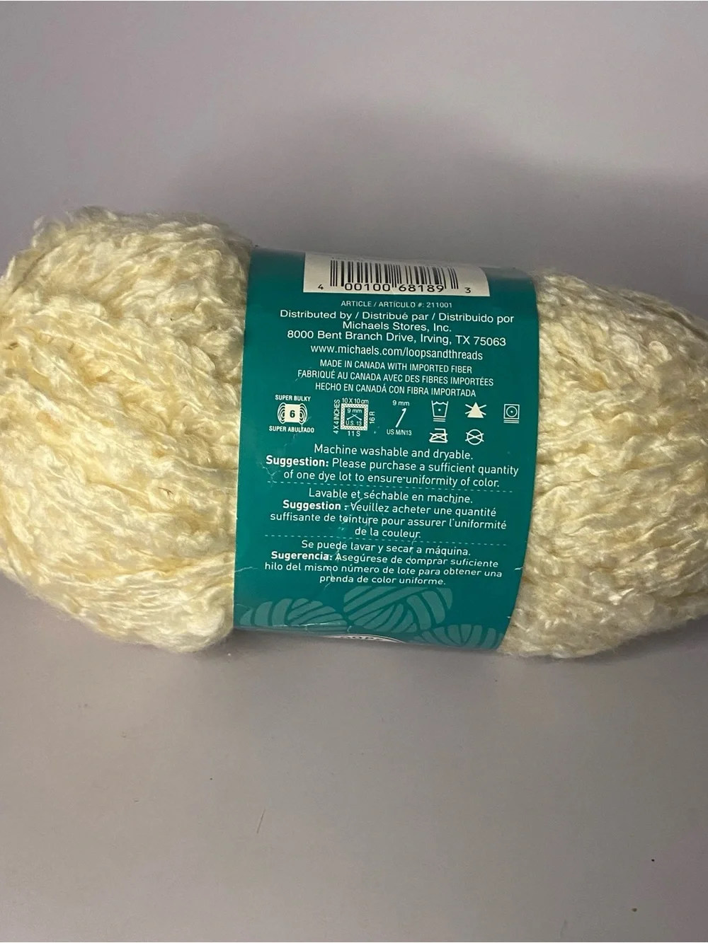 Loops & Threads Country Loom Cream Bouclé Yarn - Soft Cream